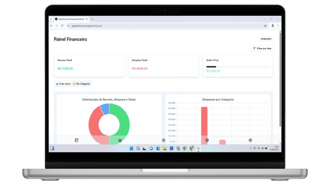 Visualize sua evolução financeira